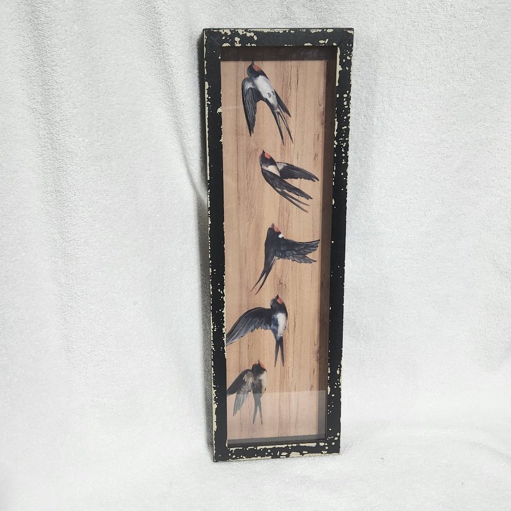 Fly Away Framed Paper Birds Under Glass 6.75" x 20.0"